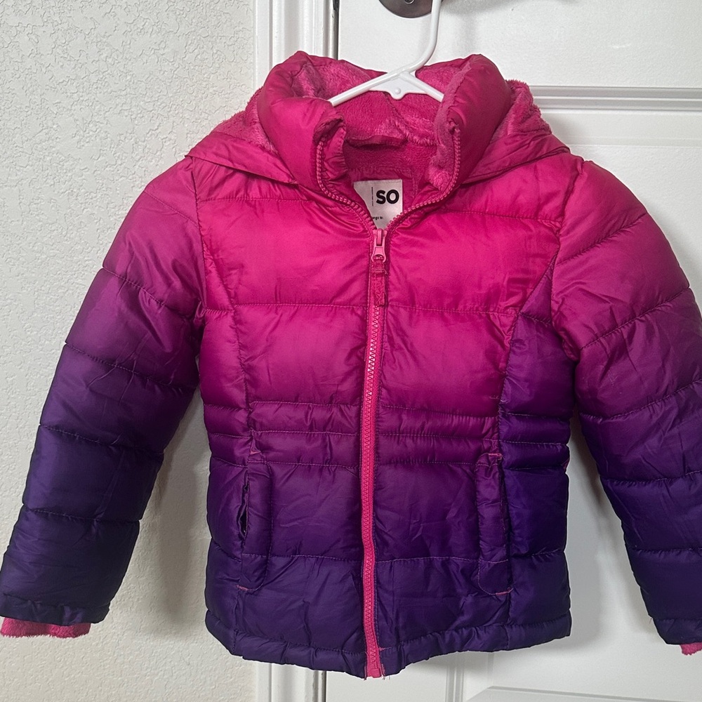 SO Kids Pink/Purple Puffer Jacket- size 4/5